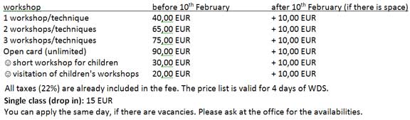 price list